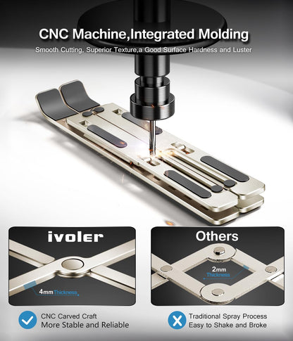 ivoler Laptop Stand, Laptop Holder Riser Computer Tablet Stand, 6 Angles Adjustable Aluminum Ergonomic Foldable Portable Desktop Holder Compatible