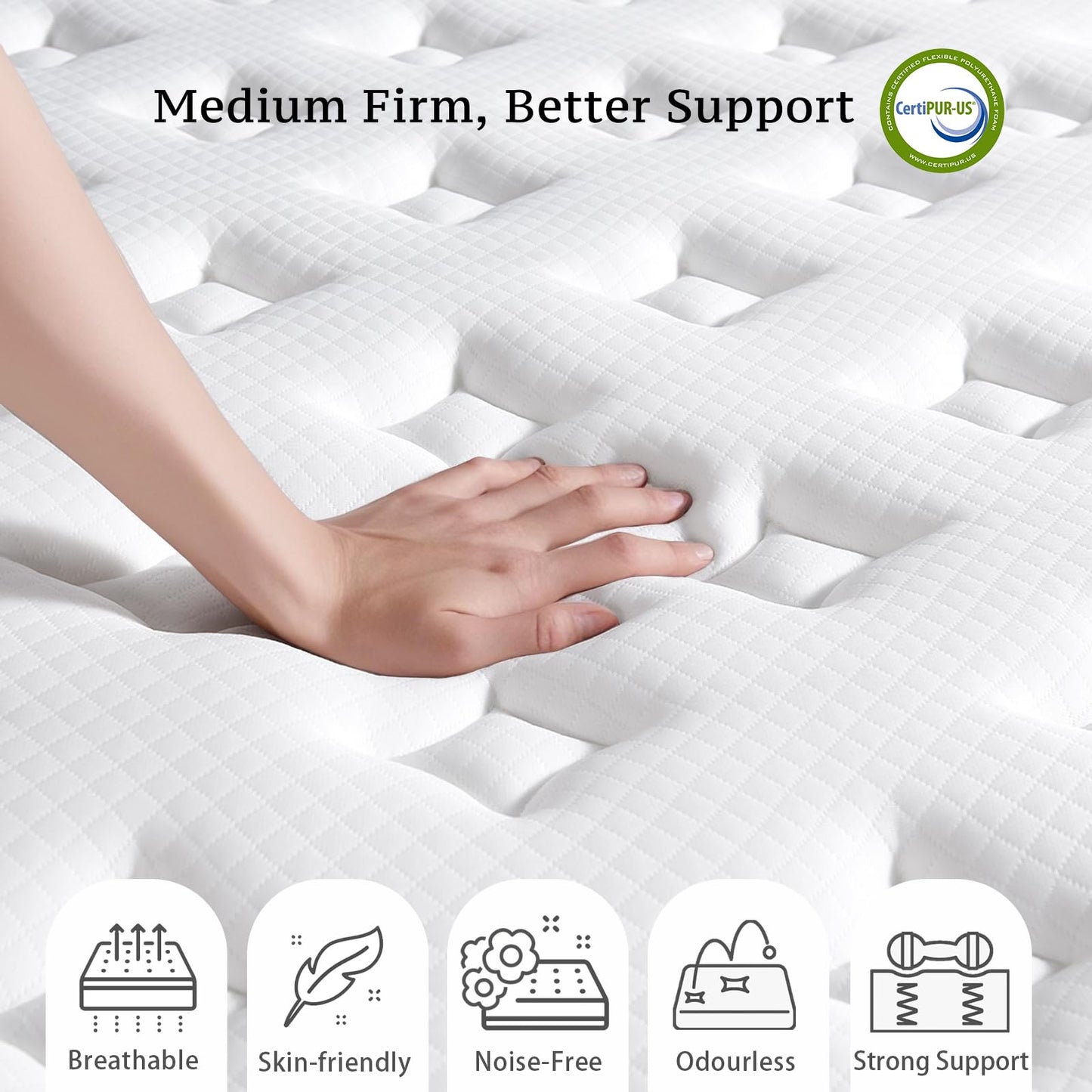 SEZMOONSI Double Mattress 4FT6, Hybrid Gel Memory Foam Pocket Sprungs Mattress, Motion Isolated, 7-Zone, Orthopedic, Pressure & Back Pain Relief