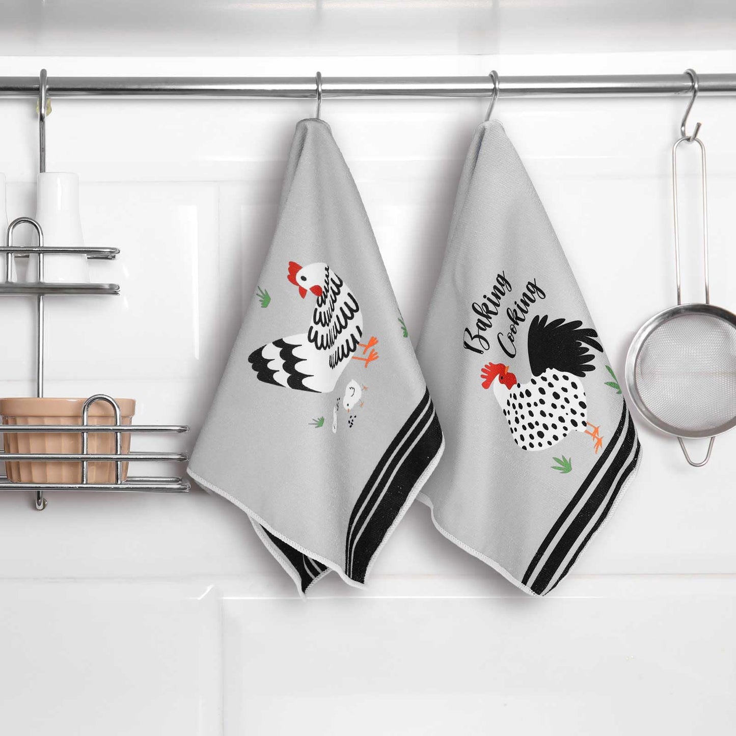 Boyiee Set of 6 Farm Chickens Kitchen Towels Farmhouse Absorbent Dish Tea Towels Rustic Country Rooster 24 x 16 Inches Gifts Chickens Hand Washcloth