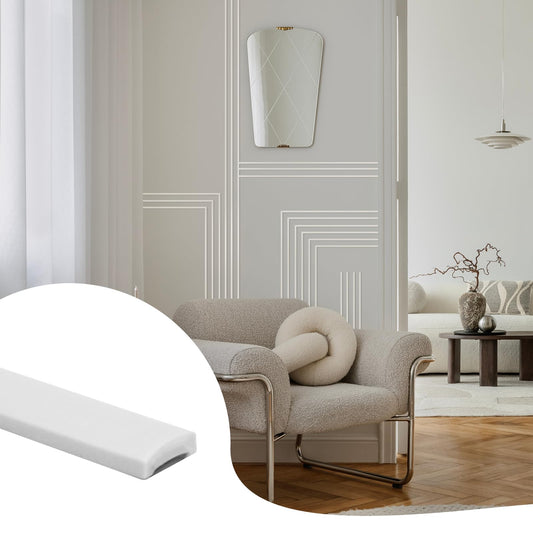 JSIWOTH 8M Peel and Stick Moulding Trim, White(Paintable) Flexible PVC Self Adhesive Wall Trim, Waterproof Tile Edging, Mirror & Window Frame Border