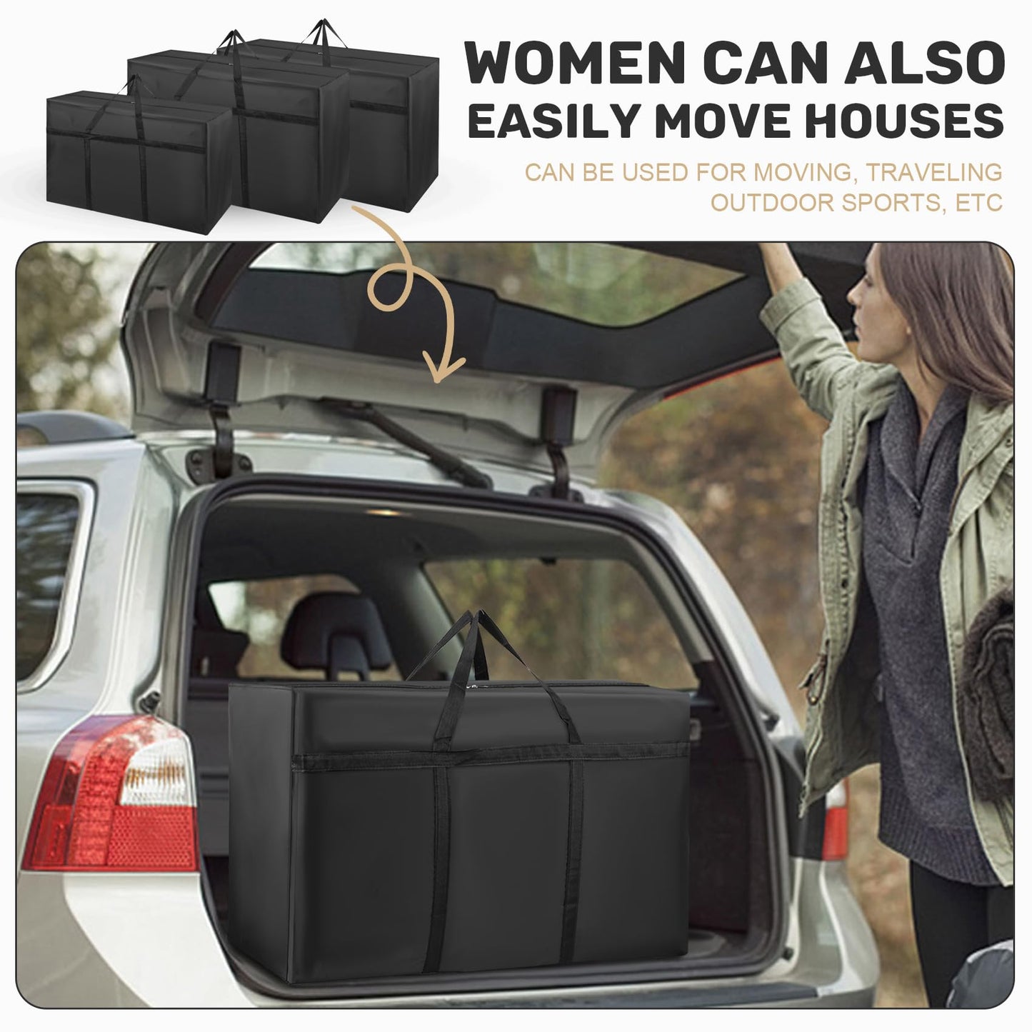 Yocdunm 4 Pack Extra Large Heavy Duty Storage Bags with Lids Big Clothes Storage Bags Boxes with Zipper Handles Waterproof Organizer Bags for