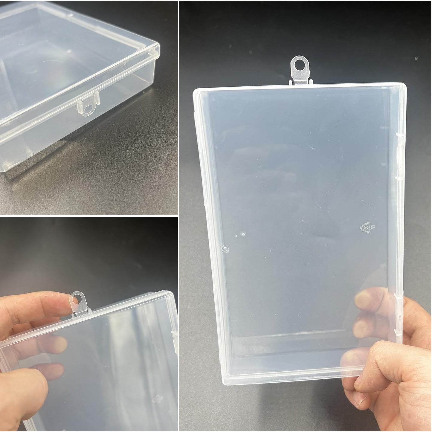 DUGYIRS 6 Pieces Storage Box with Hinged Lid,Rectangular Transparent Plastic Storage Container Box for Beads and Jewelry, Small Items