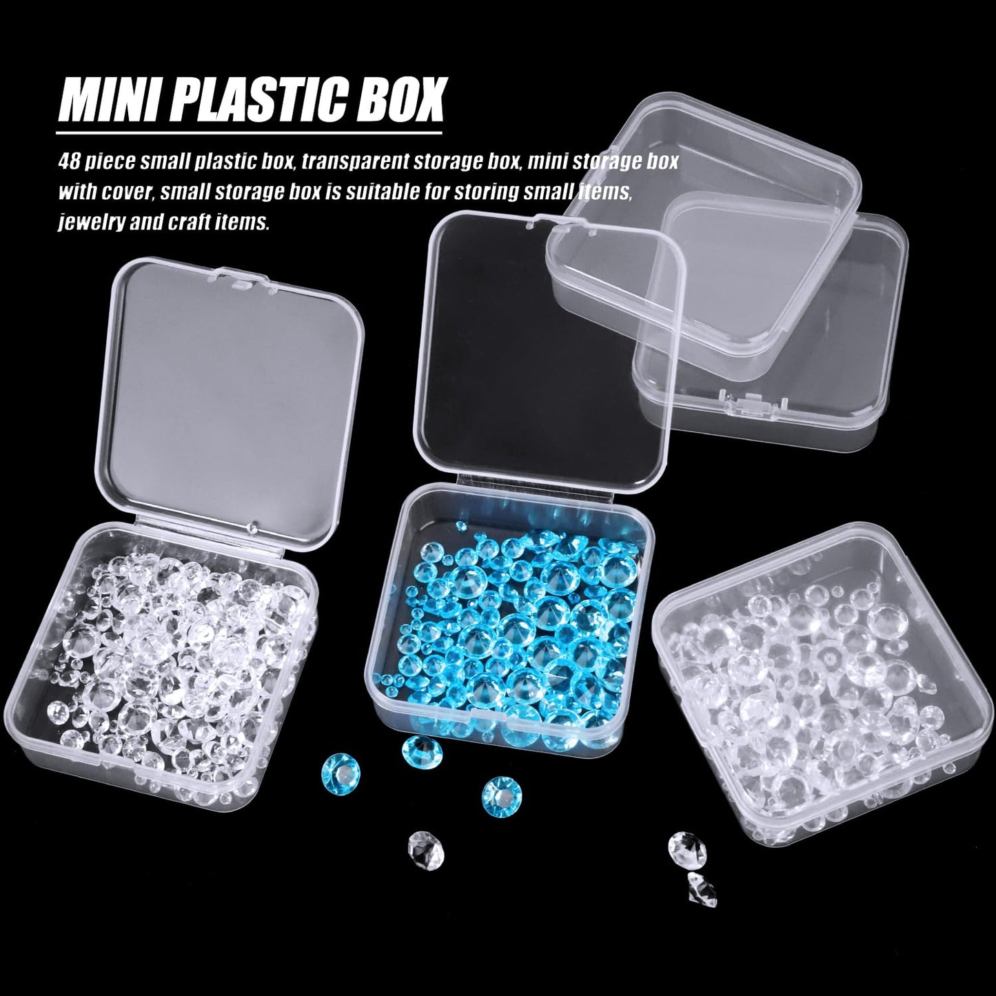 Prmape Pack of 24 Storage Boxes with Lid, Small, 6.5 x 6.5 x 2 cm, Rectangular Empty Mini Storage Box