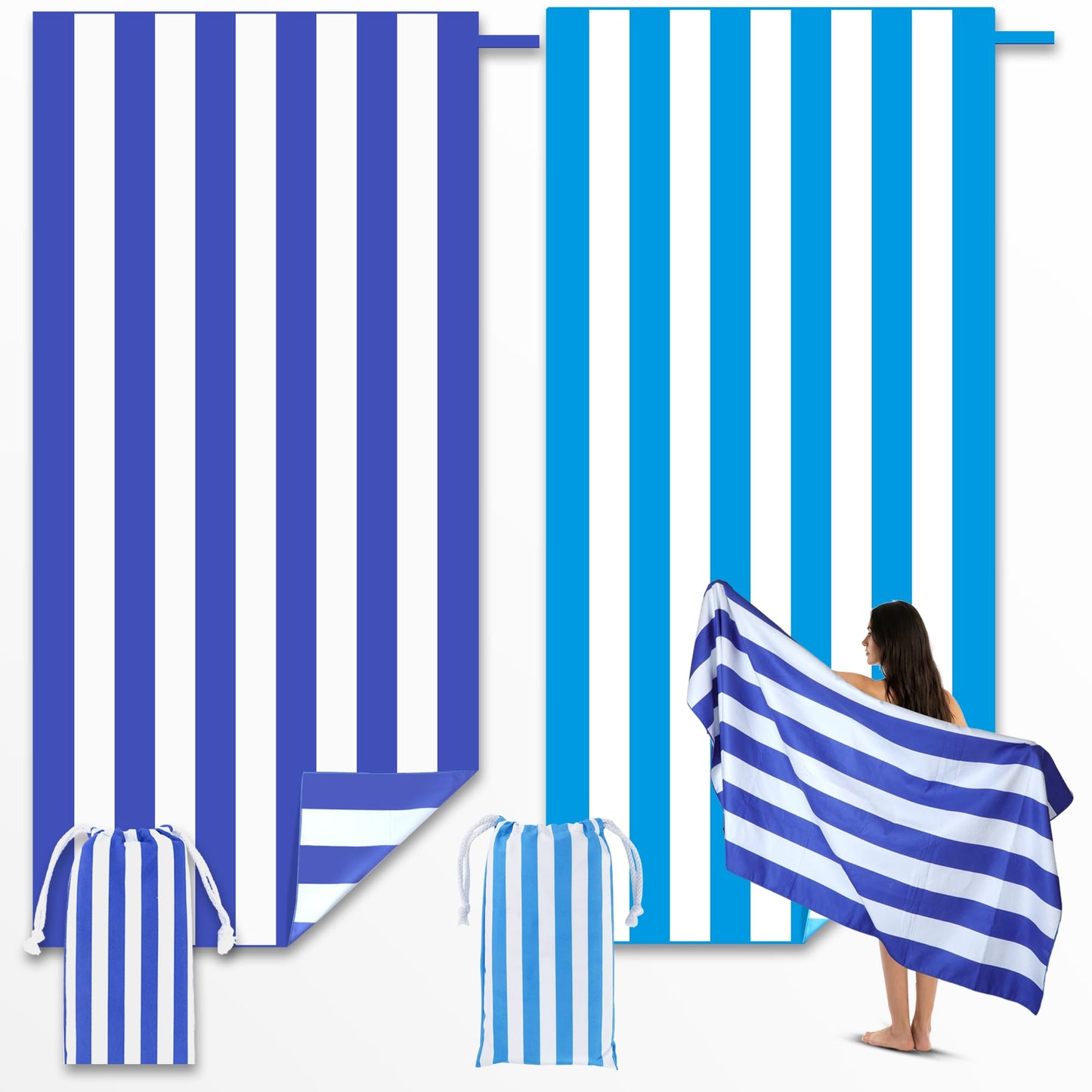 Anavasi Microfibre Beach Towels for Adults, 2 Pack 180 x 90cm 100% Recycled