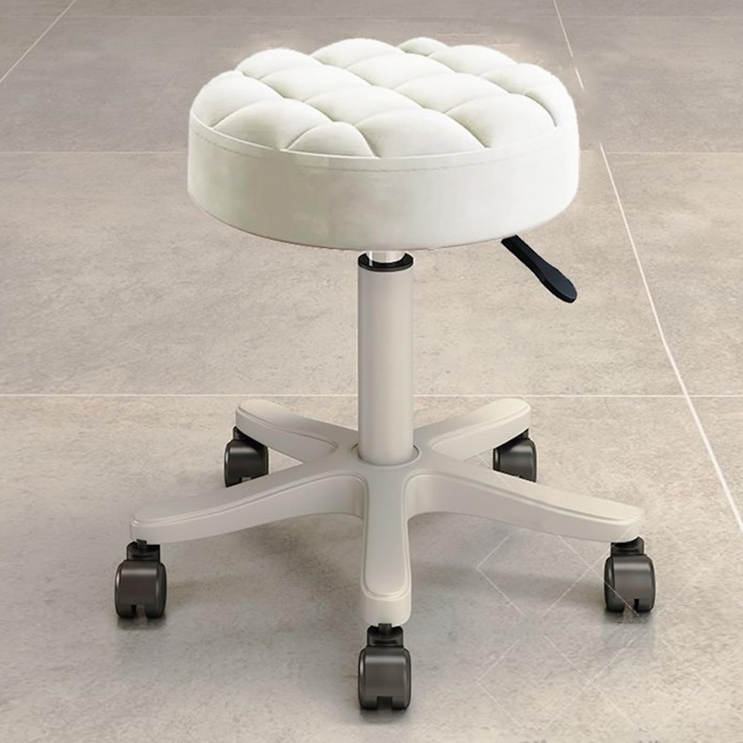HNJZX Small Chair Round Rolling Stool with Wheels PU Leather Height Adjustable Swivel Stool Drafting Work Tatto Massage SPA Salon Stools Home Office