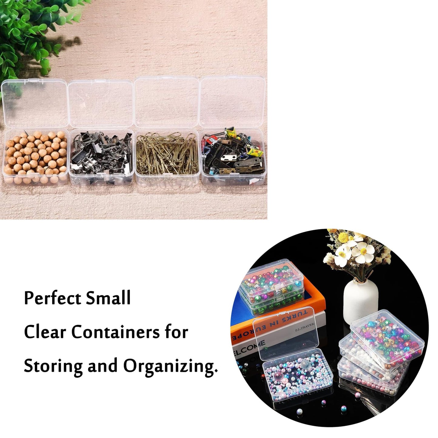 Small Square Clear Plastic Organizer Box,Beads Storage Containers Box,6pcs