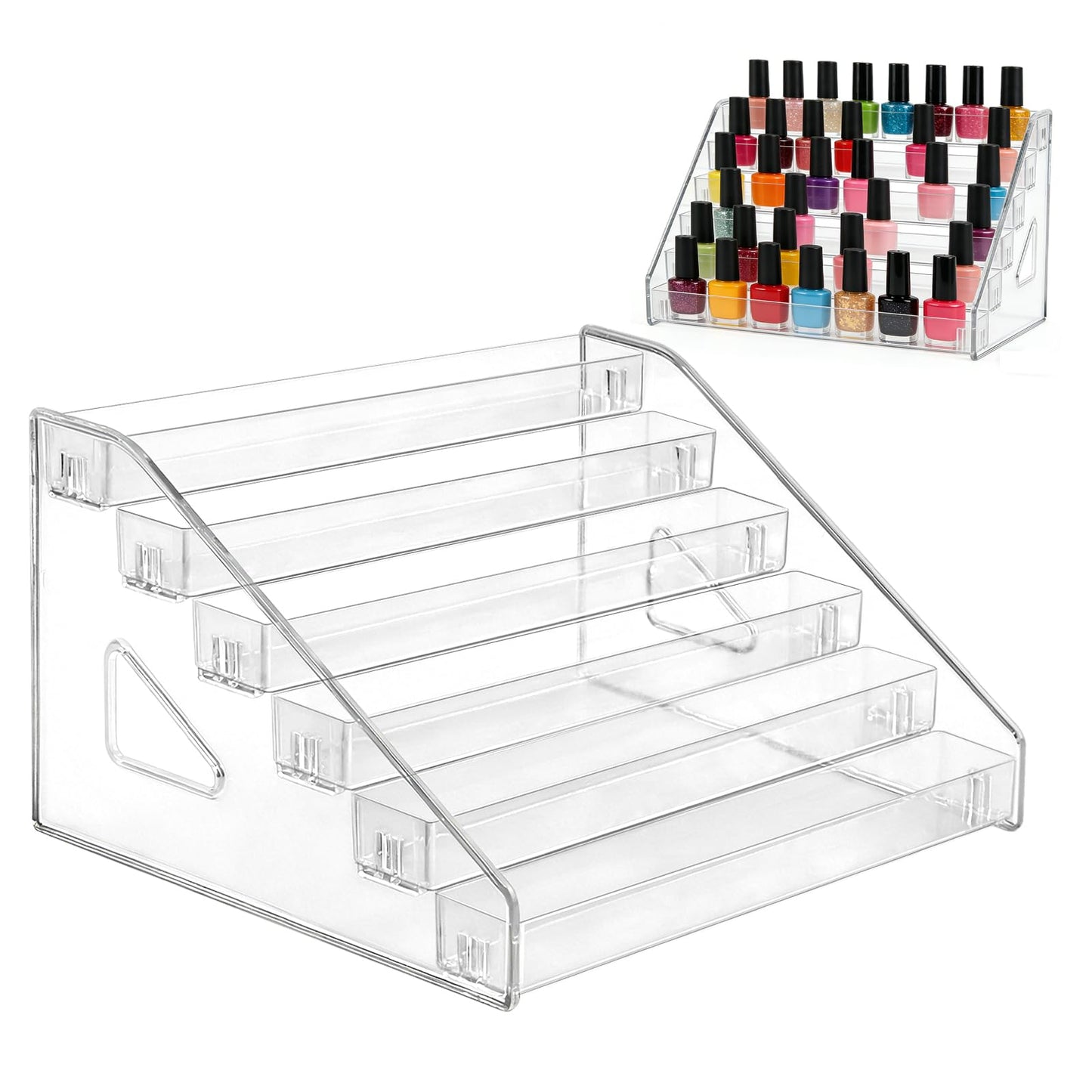 DRERIO Card Display Stand 6 Tier Nail Polish Organizer, Acrylic Trading Card Display Stand
