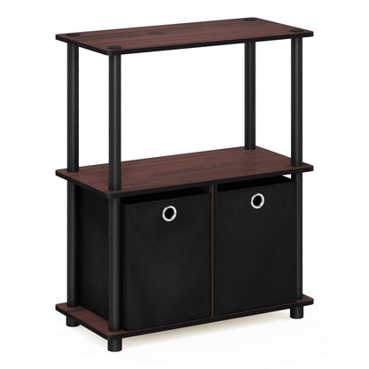 Furinno TURN-N-TUBE Storage Shelves, 3-Tier Toolless Book Shelf with Storage Bins, Display Shelf, for Organization and Storage, Living Room, Garage