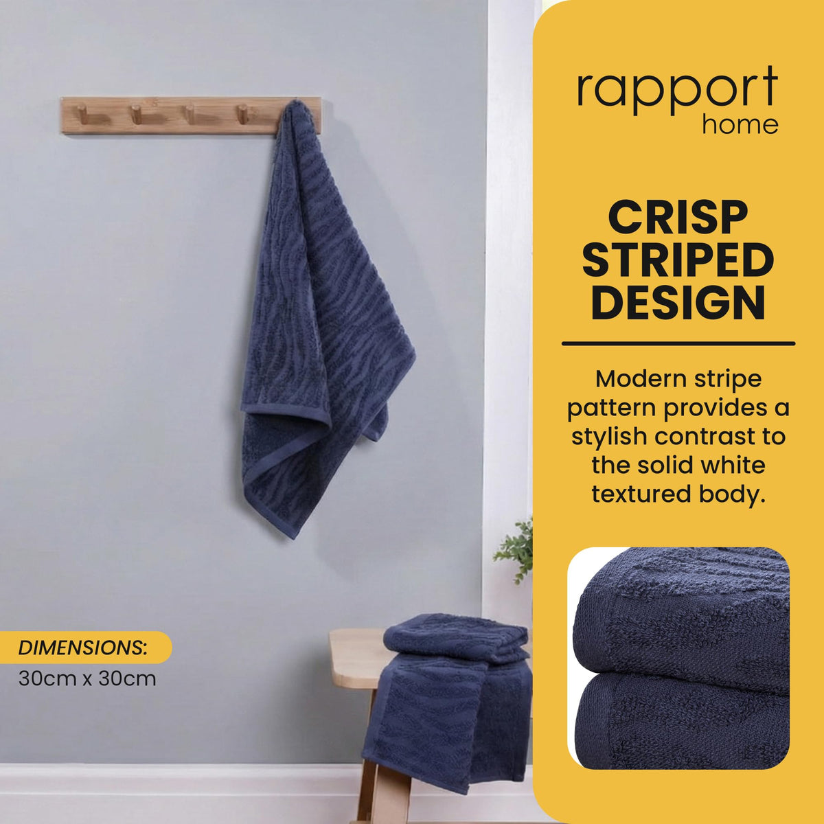 Rapport Home Safari Face Towels 2-Pack | Luxurious 100% Cotton 500gsm Soft Absorbent Face Cloths | Oeko-Tex Certified Bathroom Hand Towels