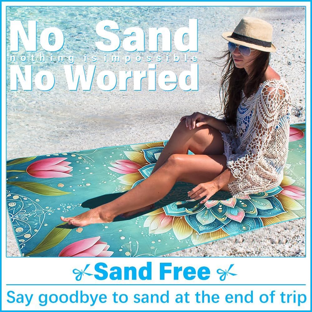 JAODFK Microfibre Beach Towel 71"X32" Quick Dry Lightweight Sand Free Extra Large Thin Towels Travel Essentials For Adults Womens Swim Bath
