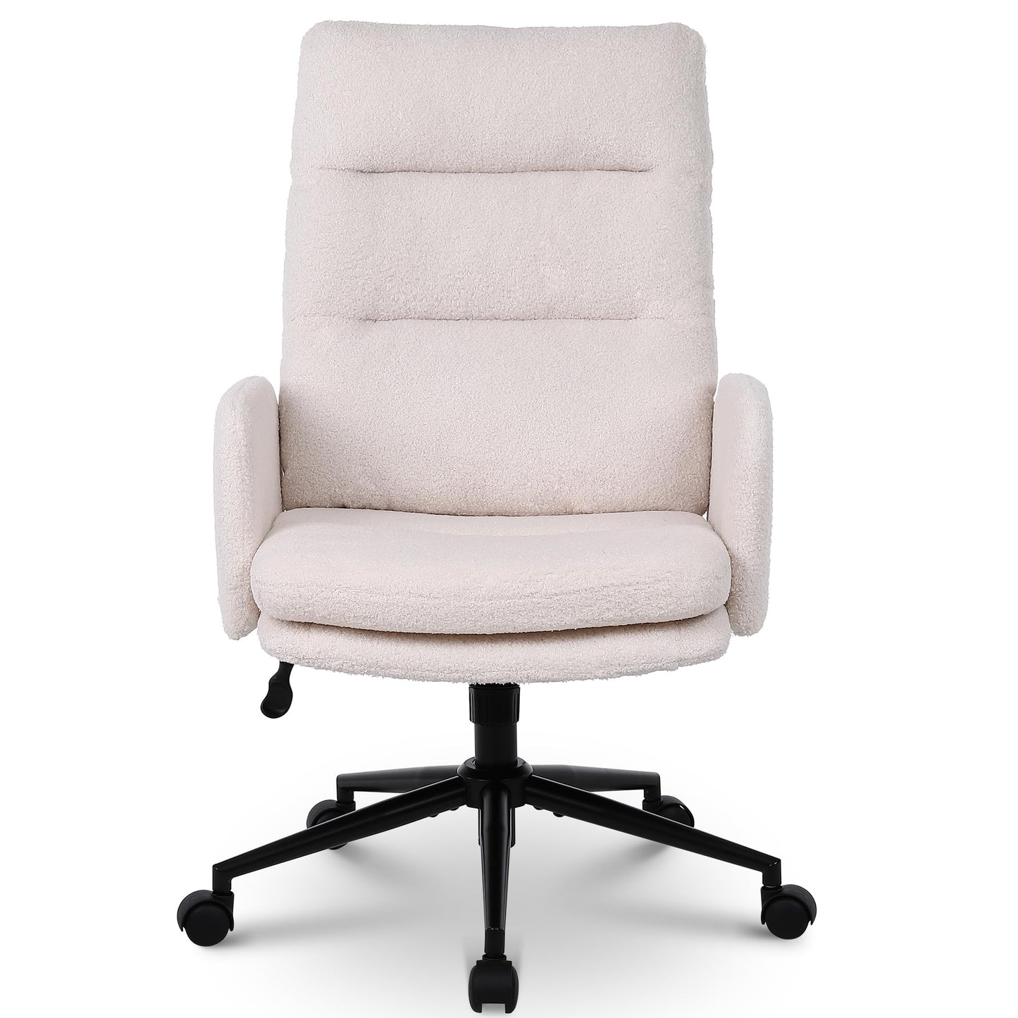 Flysky Office Chair for Home, Teddy Fleece Desk Chair, Beige