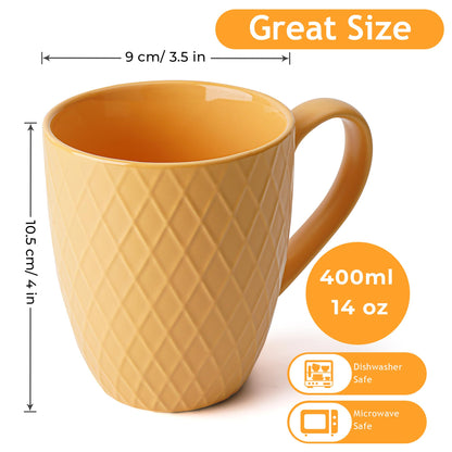 MIAMIO  6 x 400 ml  Coffee Mug Set/Mug - Modern Ceramic Mug Matt - Coffee Mug Large - Palmanova Collection (Red)