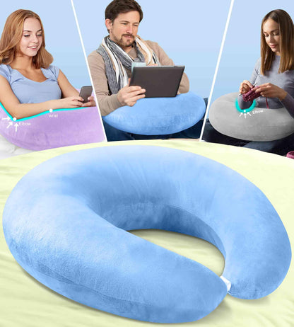 Reading Gaming Pillow for Bed Adult Kids: Lap Desk Pillow for Sitting in Bed/Sofa/Floor - Compact Arm Support Pillow for
