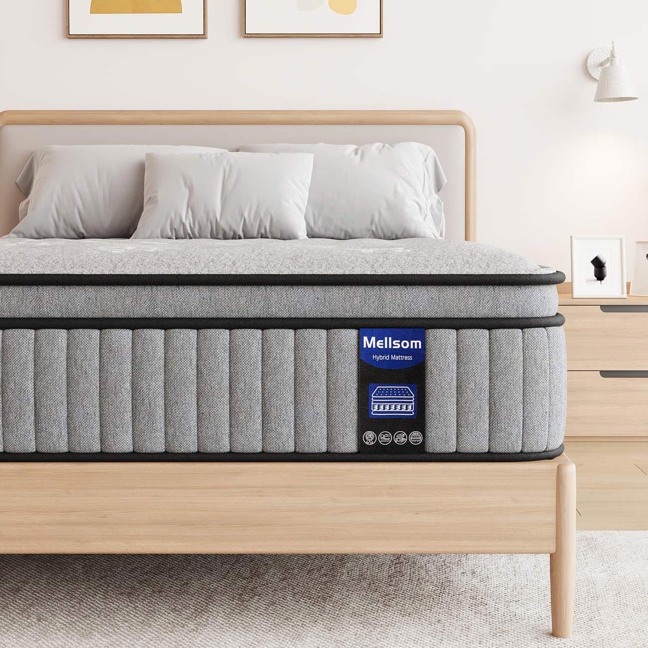 Mellsom Single Mattress, Memory Foam Pocket Sprung Mattress, Medium Firm