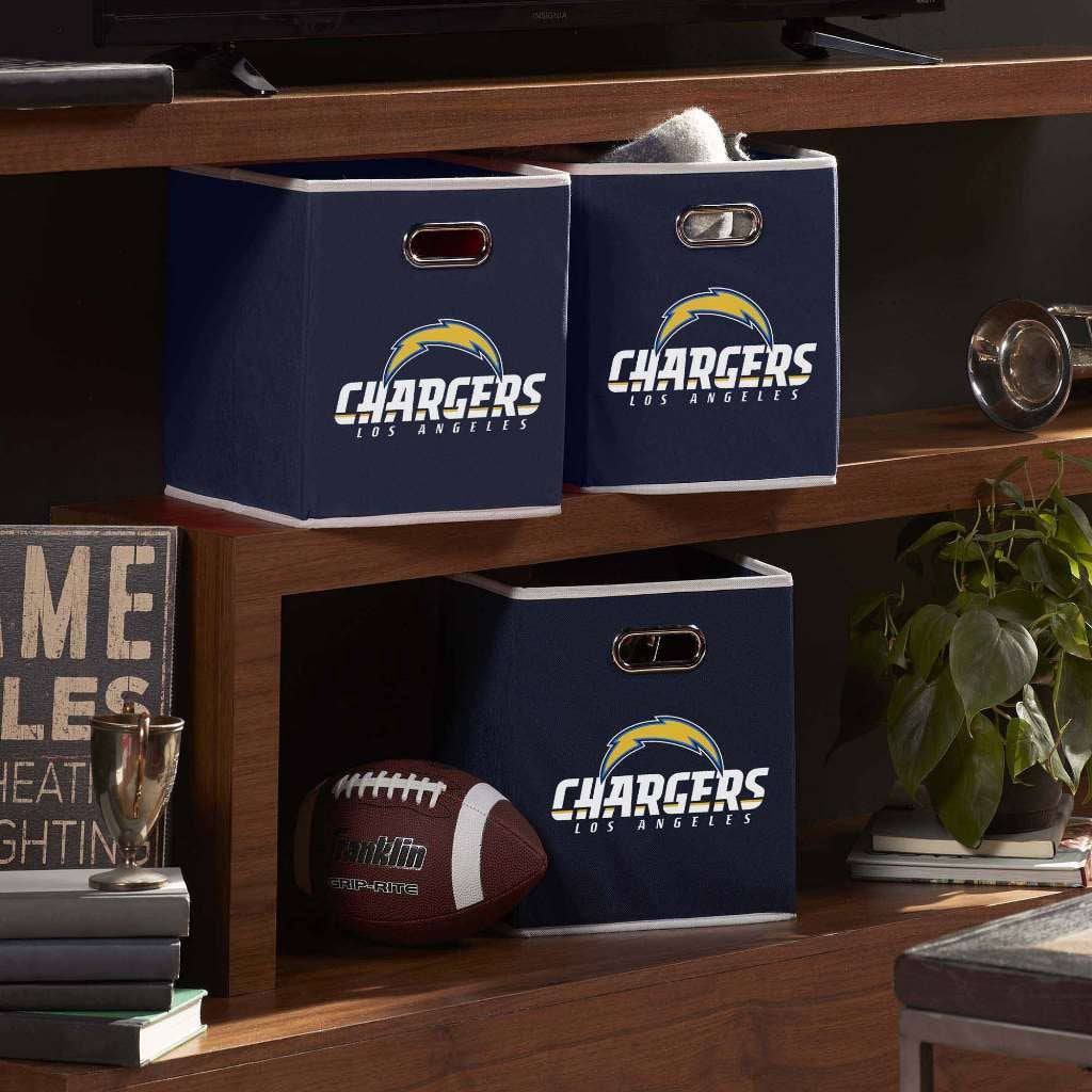 Franklin Sports NFL Los Angeles Chargers Collapsible Storage Bin NFL Folding Cube Storage Container Fits Bin Organizers Fabric NFL Team Storage Cube