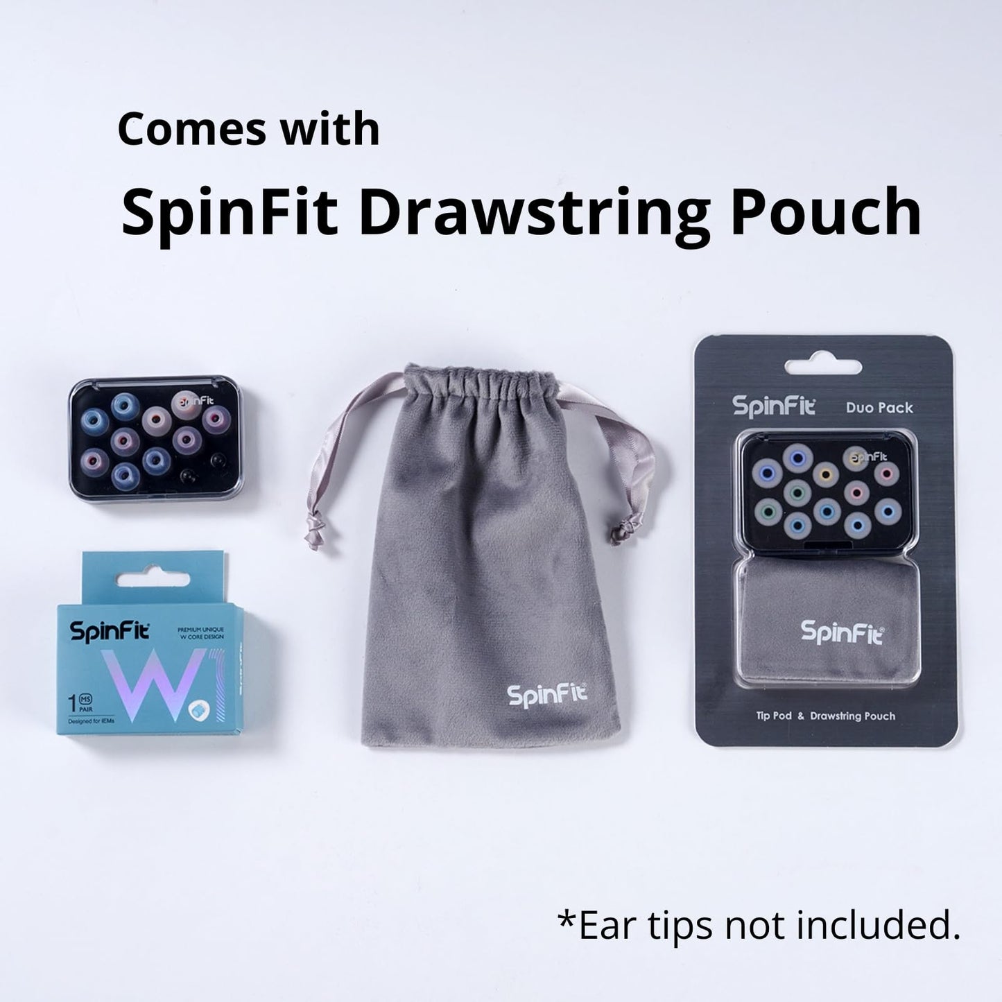 SpinFit Tip Pod - Storage Box for Ear Tips - Extra Transparent and Thick Material - BPA-Free (PCTG) (Black)