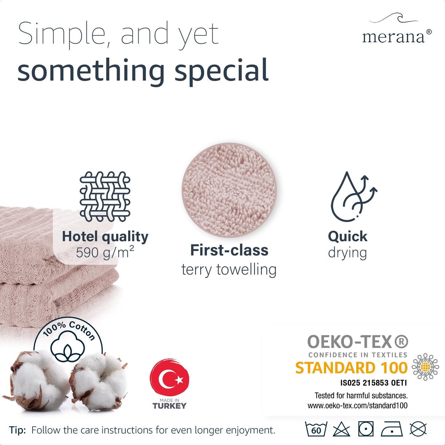 Merana OSLO towel set | quick-drying, soft & lint-free | terry luxury quality | 100% cotton terrycloth | OEKO-TEX | 590 GSM