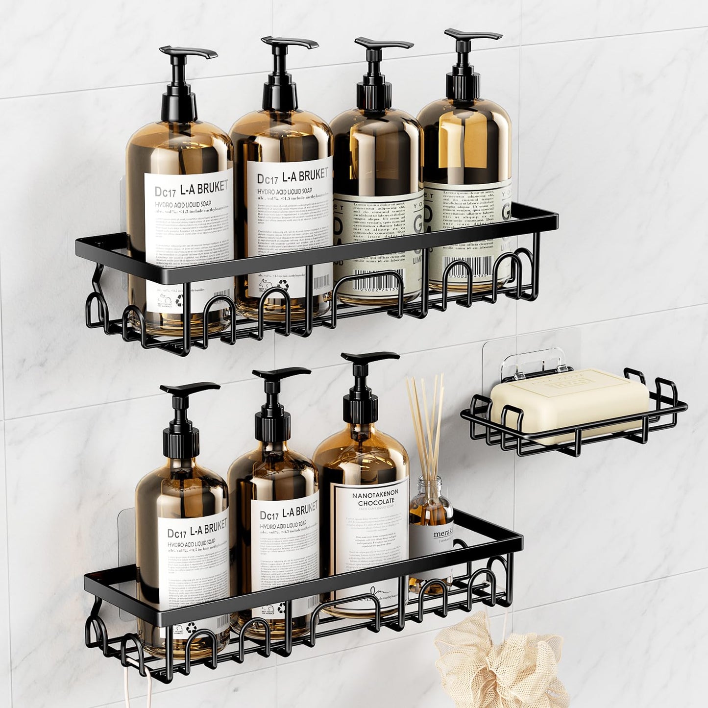 Deyhoc 3 Pack Rustproof Stainless Steel Shower Caddy - Black