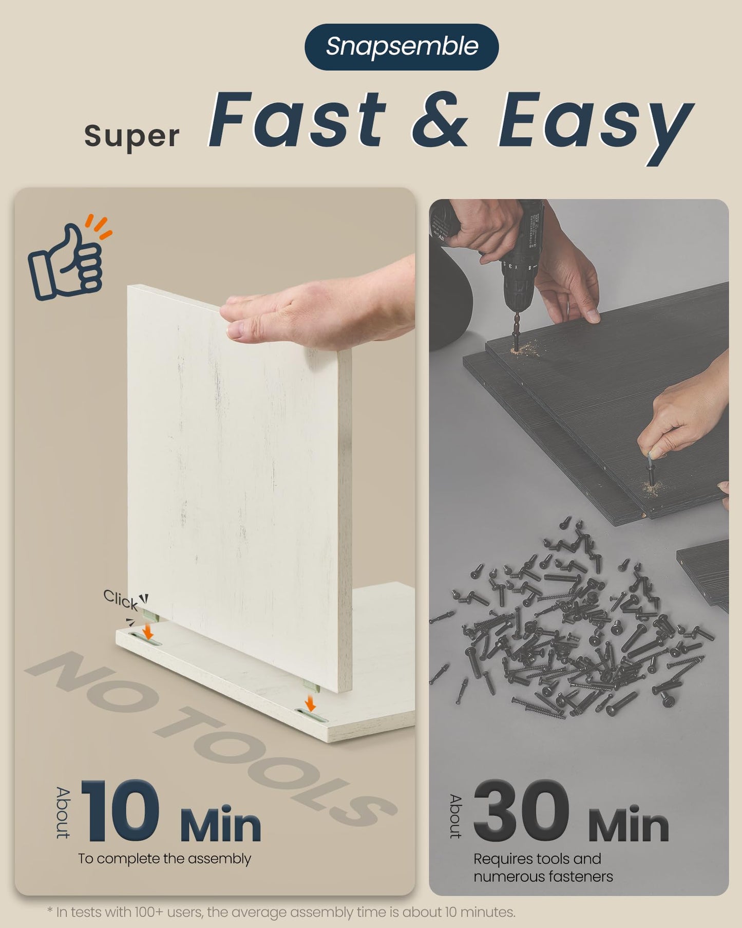 SONGMICS HOME Bathroom Under Sink Cabinet, Snapsemble Superfast Assembly