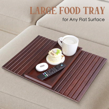 WGNIVOROUS Natural Bamboo Sofa Arm Tray, Armchair Tray, Adjustable Sofa Support, Sofa Side Table for Remote Control, Drink, Snacks, Magazine brown