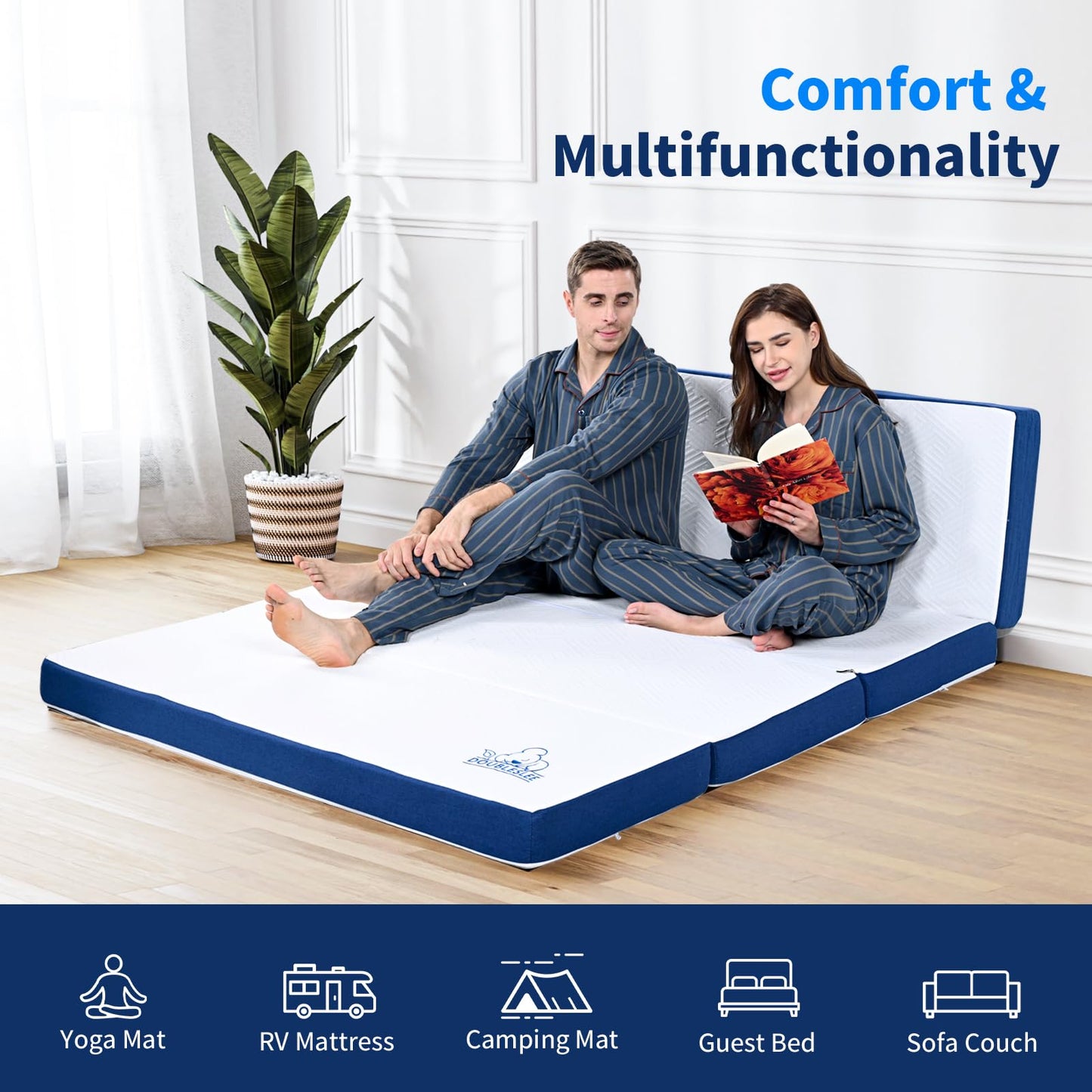 Doubleslee Folding Mattress Single Size, 4-Fold, 90x190x10cm