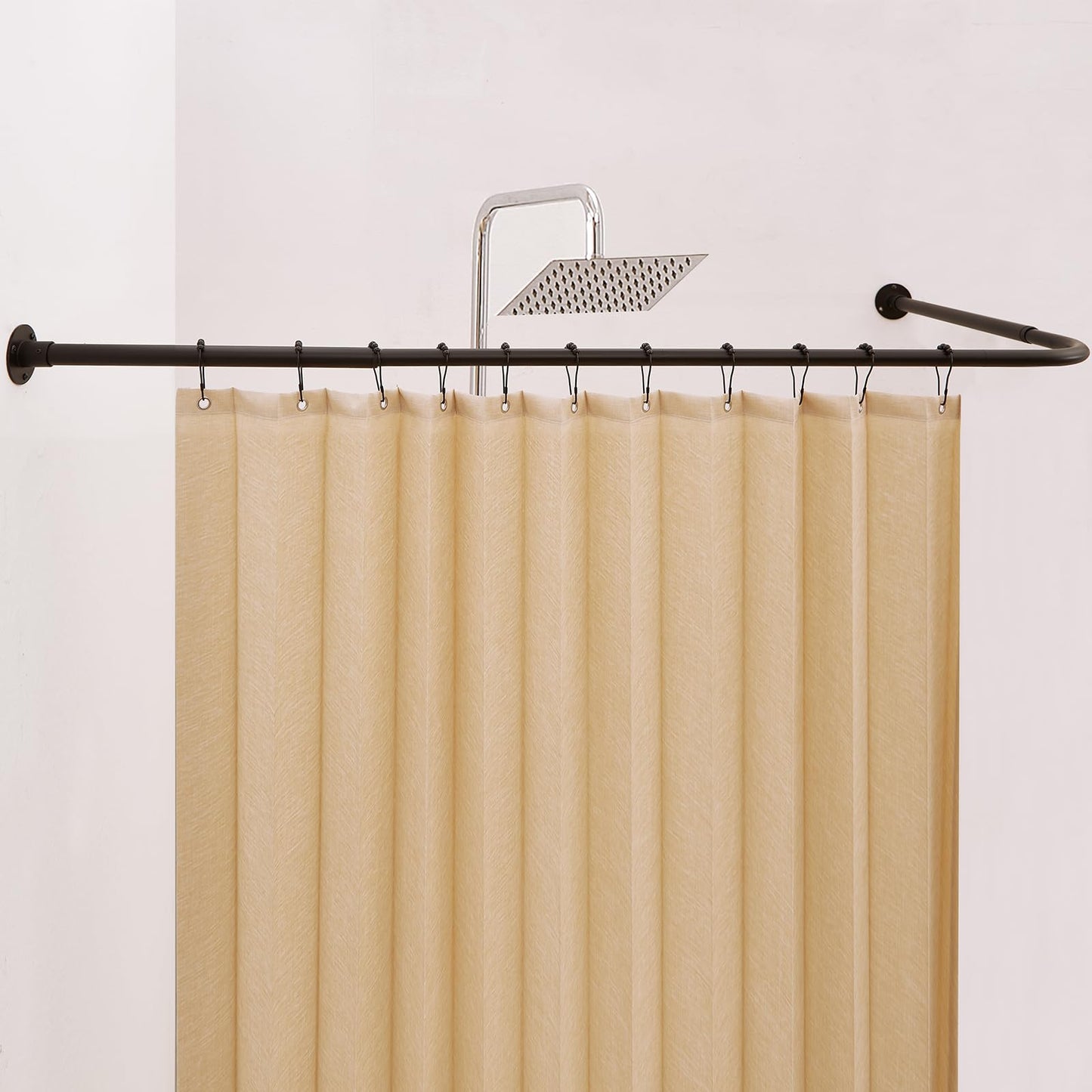 Crkmire [61-94 cm] x [61-94 cm] Large Corner Shower Curtain Rail, L Shaped Adjustable 90 Degree Right-angled Curved Bathroom Curtain Pole Rod with 12