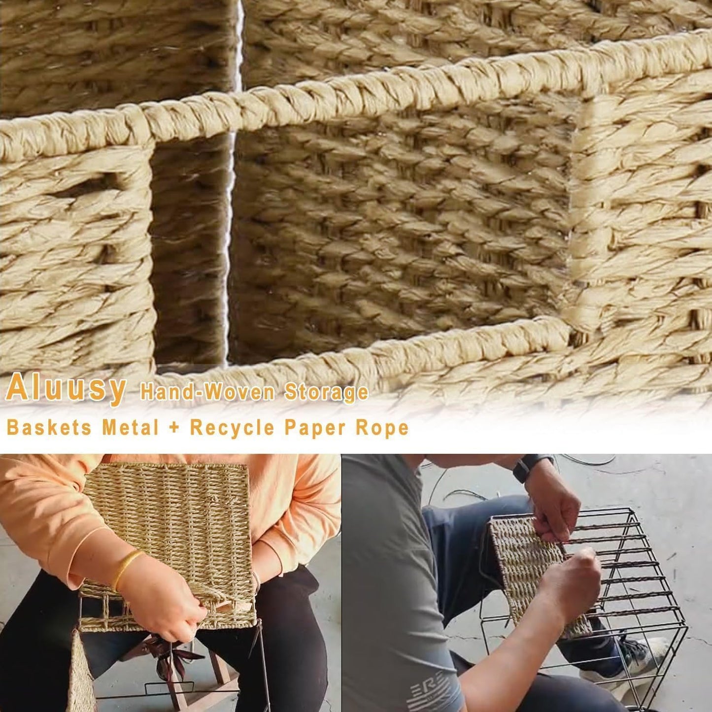 Aluusy 2-Pack Foldable Storage Baskets,31x15x12cm,Khaki