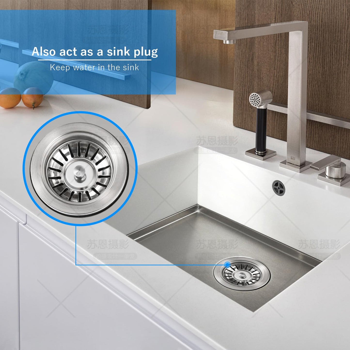 Upgraded Kitchen Sink Plug Strainer Stainless Steel Strainers Sink Plugs Replacement Drain Stopper for Food/Hair Catcher