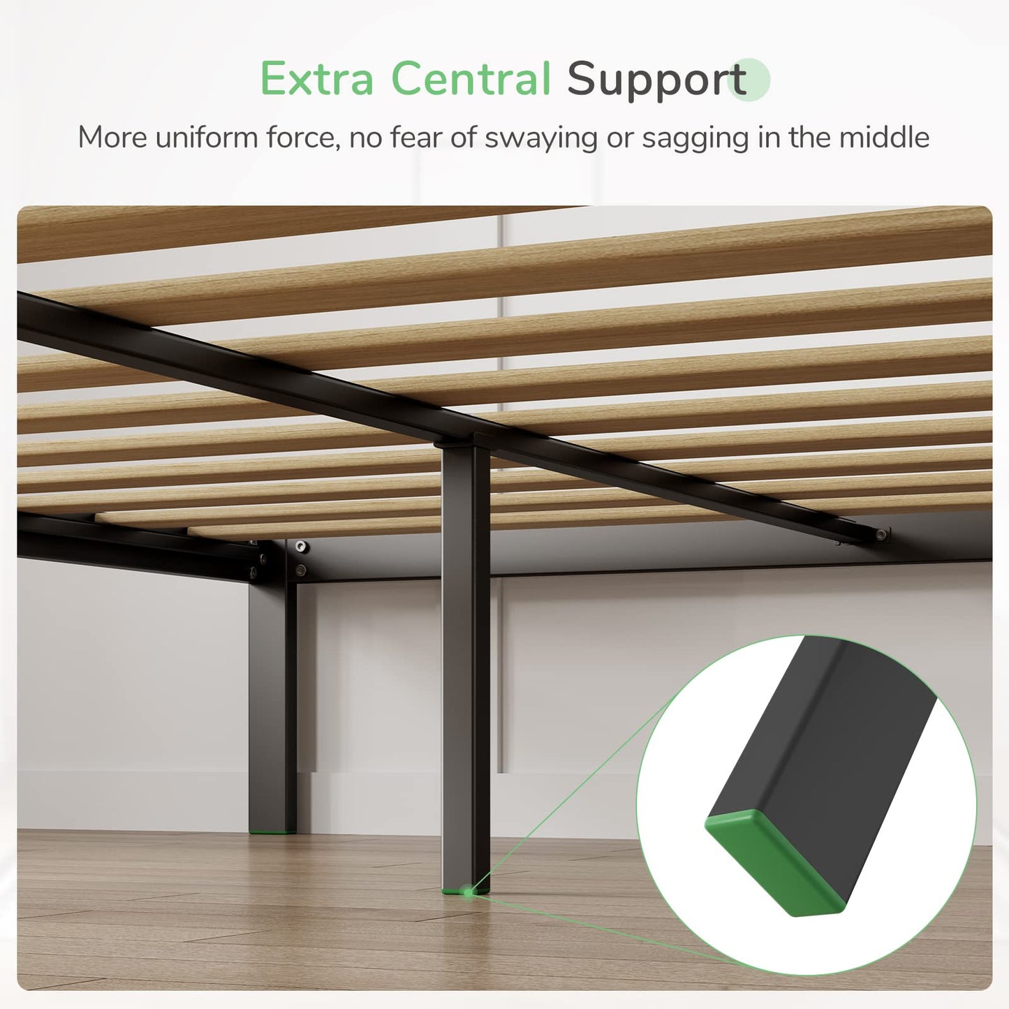 Novilla 30.5cm Metal Super King Bed Frame, 6FT Platform Bed Frame With Noise-cancelling Design, Engineered Wood Slat Support, Solid Support Leg