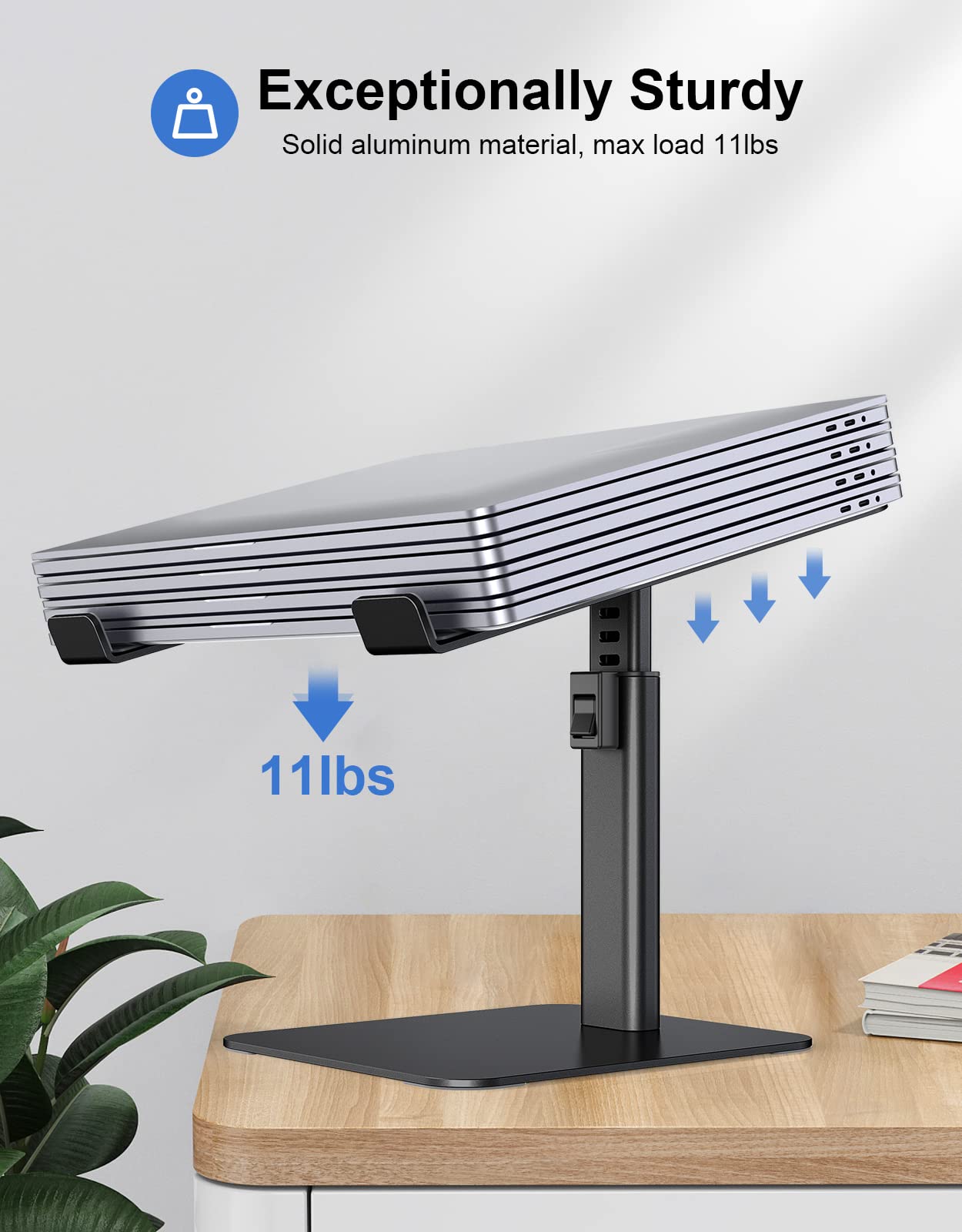Babacom Laptop Stand for Desk, 8 Adjustable Height Aluminum Laptop Riser