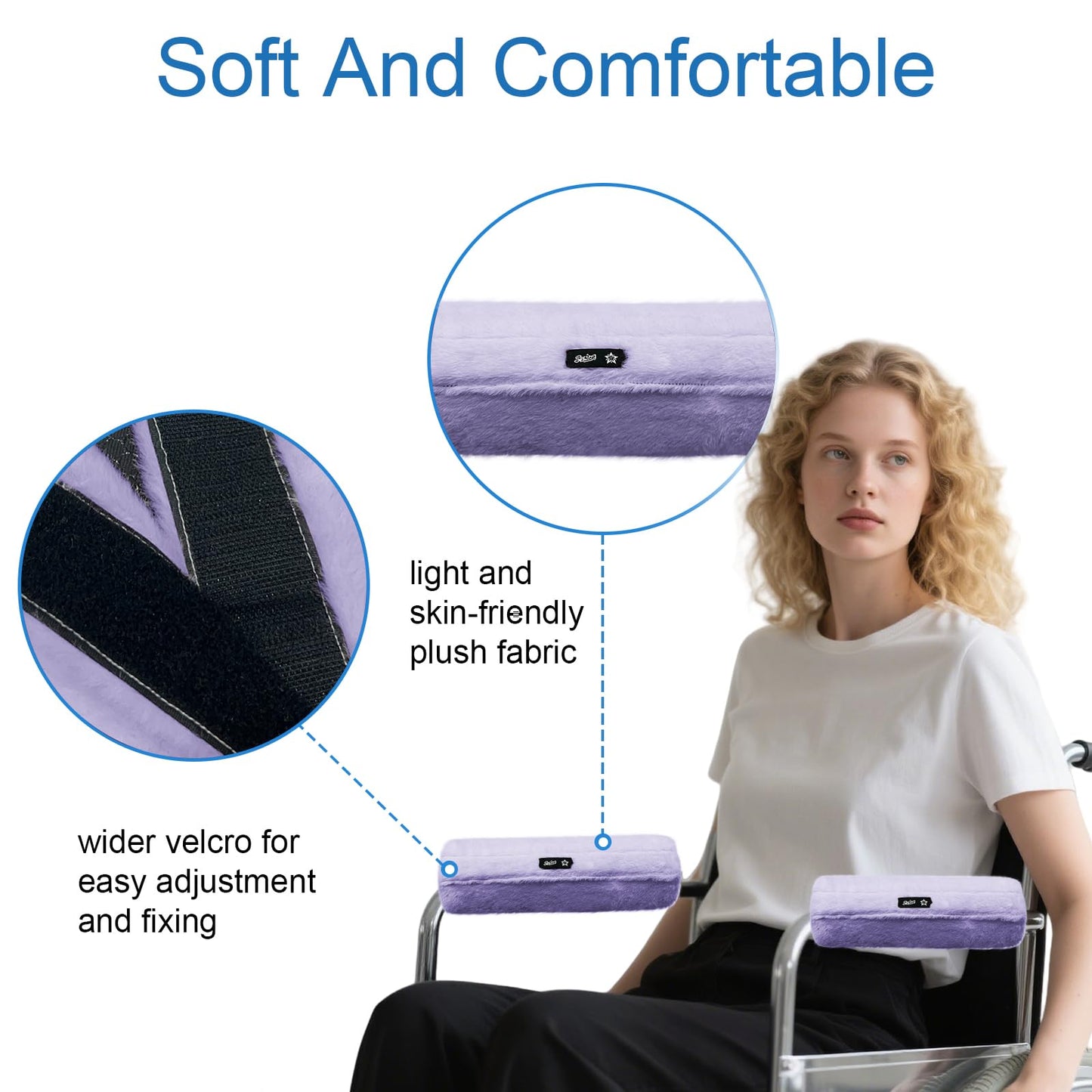 SPRING SEAON Wheelchair Armrest Pads Covers Fuzzy Desk Chair Arm Pads Soft