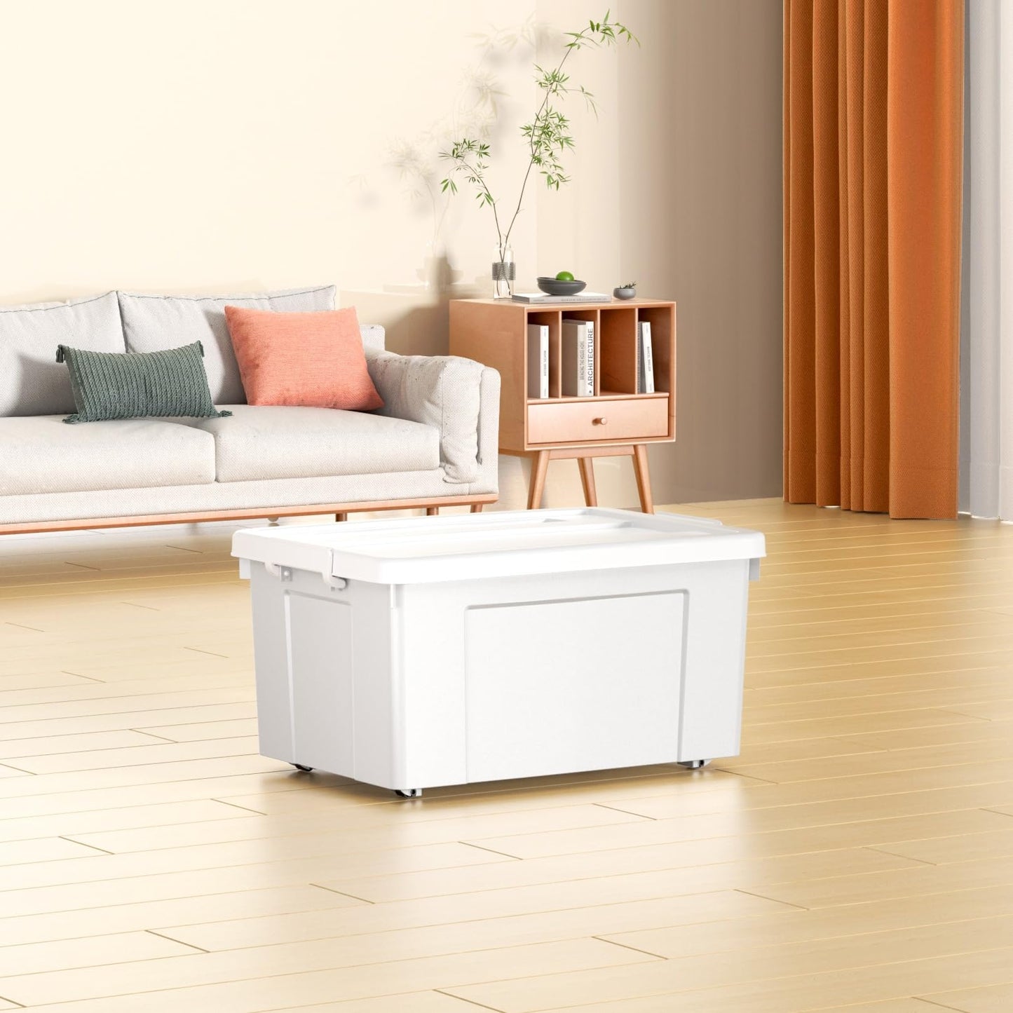 Cetomo 65L*3 Storage Boxes, Plastic Storage Box with Lids, Organizing Container with Secure Latching Buckles, Stackable, Nestable