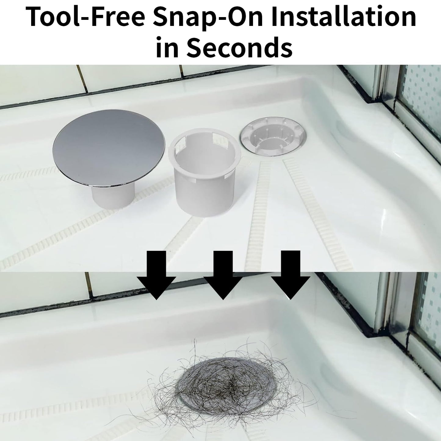GIONAR Shower Drain Cover Replacement, Shower Plughole Cover with Hair Trap Basket