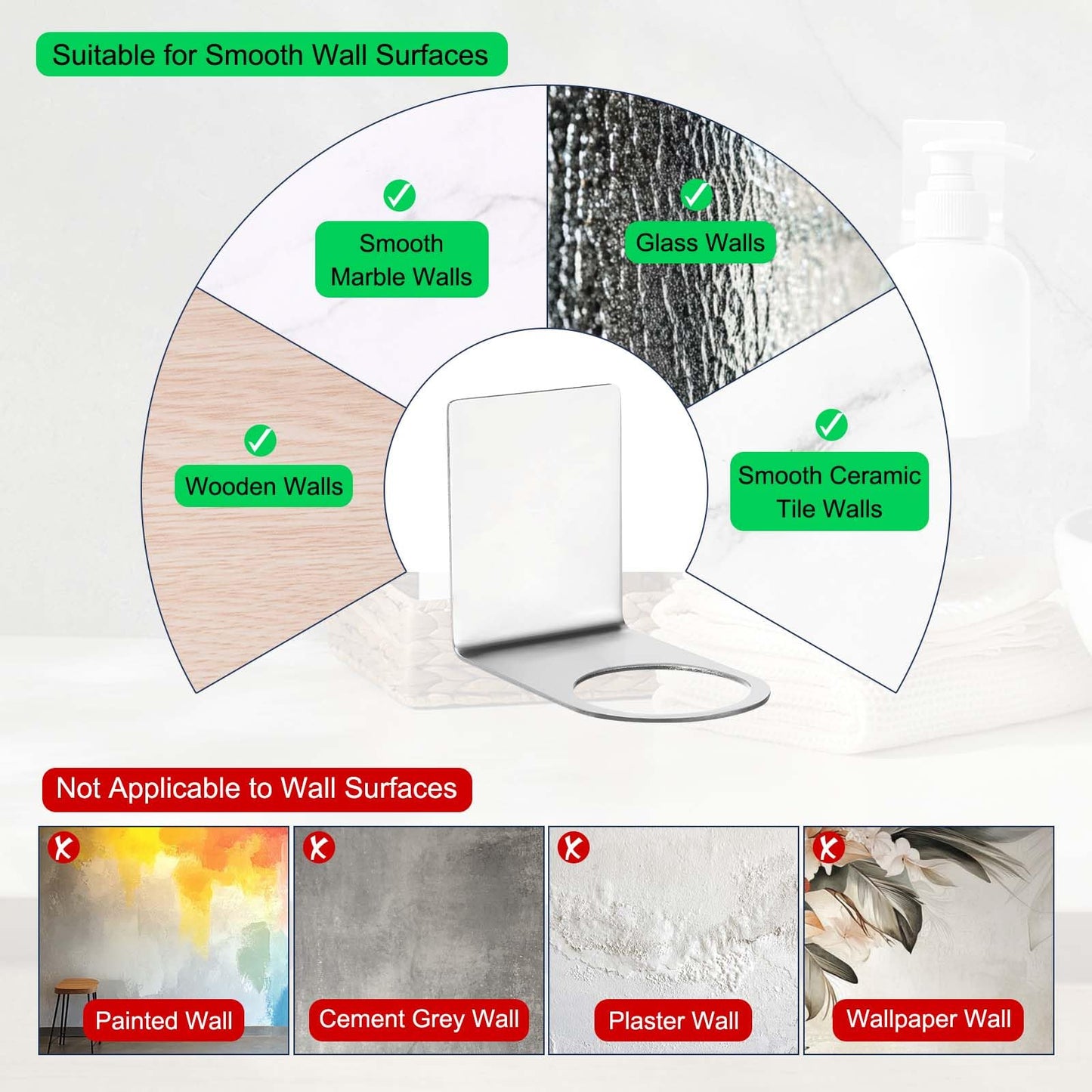 sourcing map 4 Pcs Shower Shampoo Bottle Holder, 1.1 Inch Adhesive Soap Bottle Dispenser Holder Wall Mount