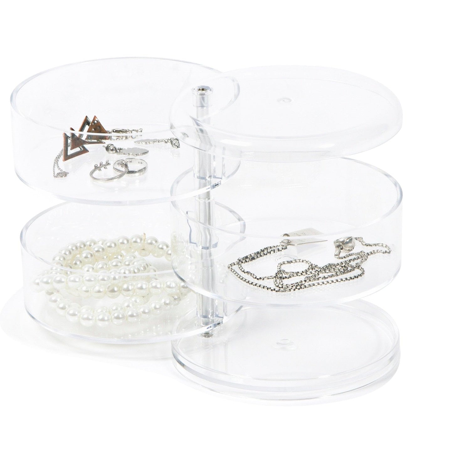 Compactor Swivel Jewellery Holder with 3 Levels, Transparent, Diameter 11.5 x H. 13.7 cm, RAN6040