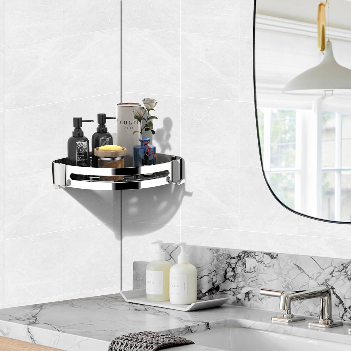 Shower Corner Shelf, Shower Caddy 304 Stainless steel, Bathroom Shelves Thickened
