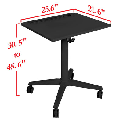 Seville Classics Airlift 25.6" XL Sit-Stand Adjustable Student Classroom Cup Holder Mobile Desk, Black