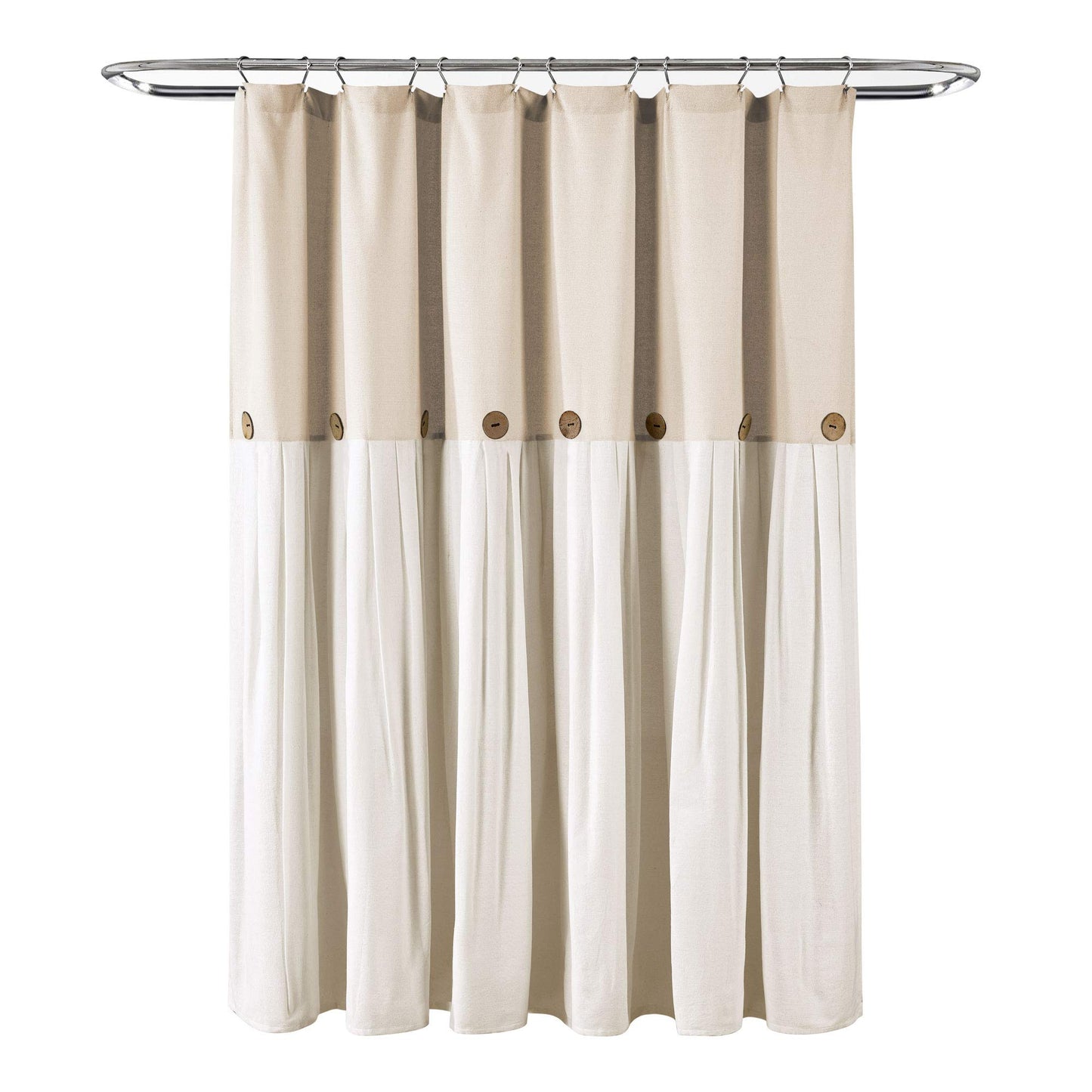 Lush Decor Linen Button Shower Curtain, 72 in x 84 in (Wide x Long)