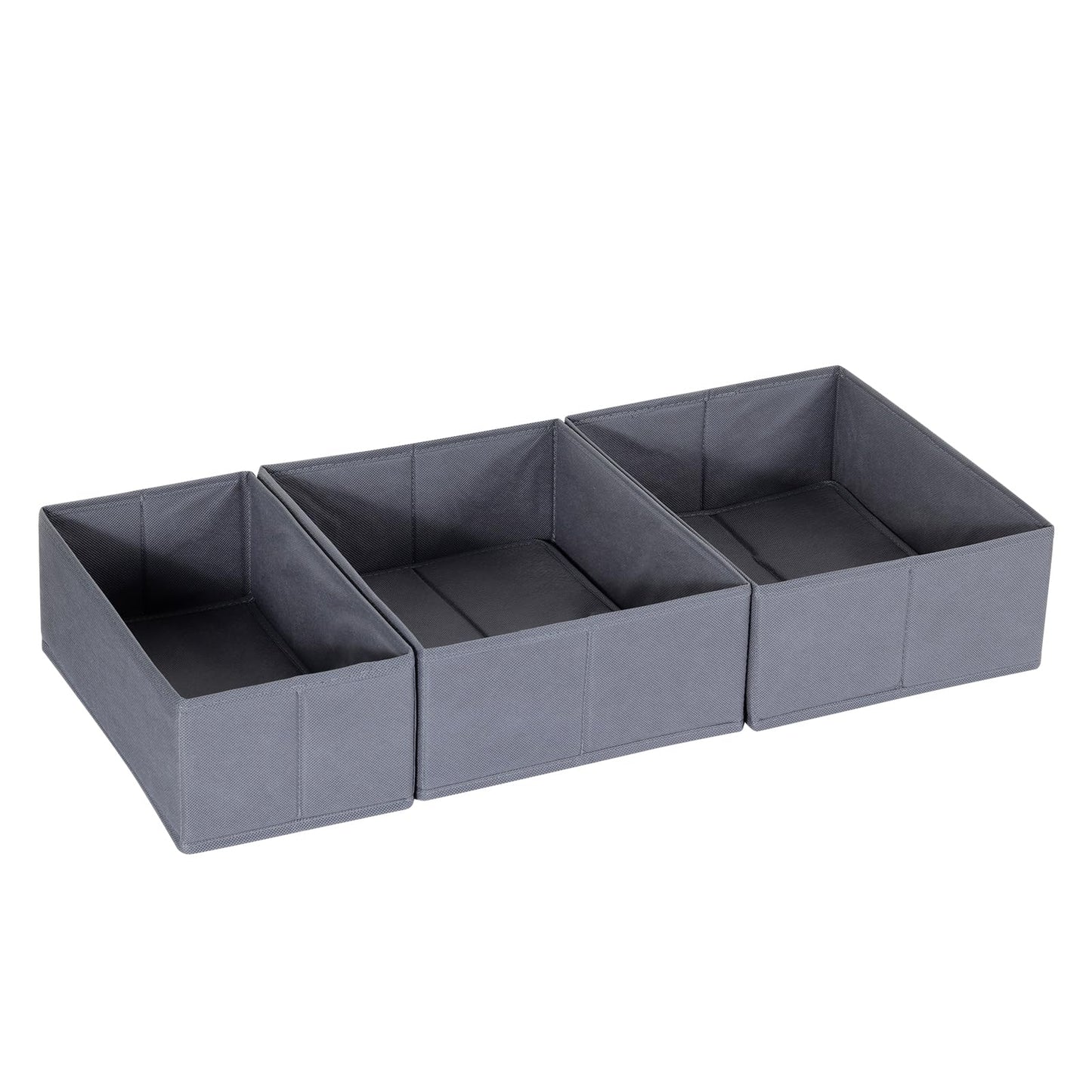 ORLISA Drawer Organiser Clothes Compatible with PAX Wardrobe 75 x 35 cm Sturdy Base, Foldable, & Robust, Set of 3, Grey