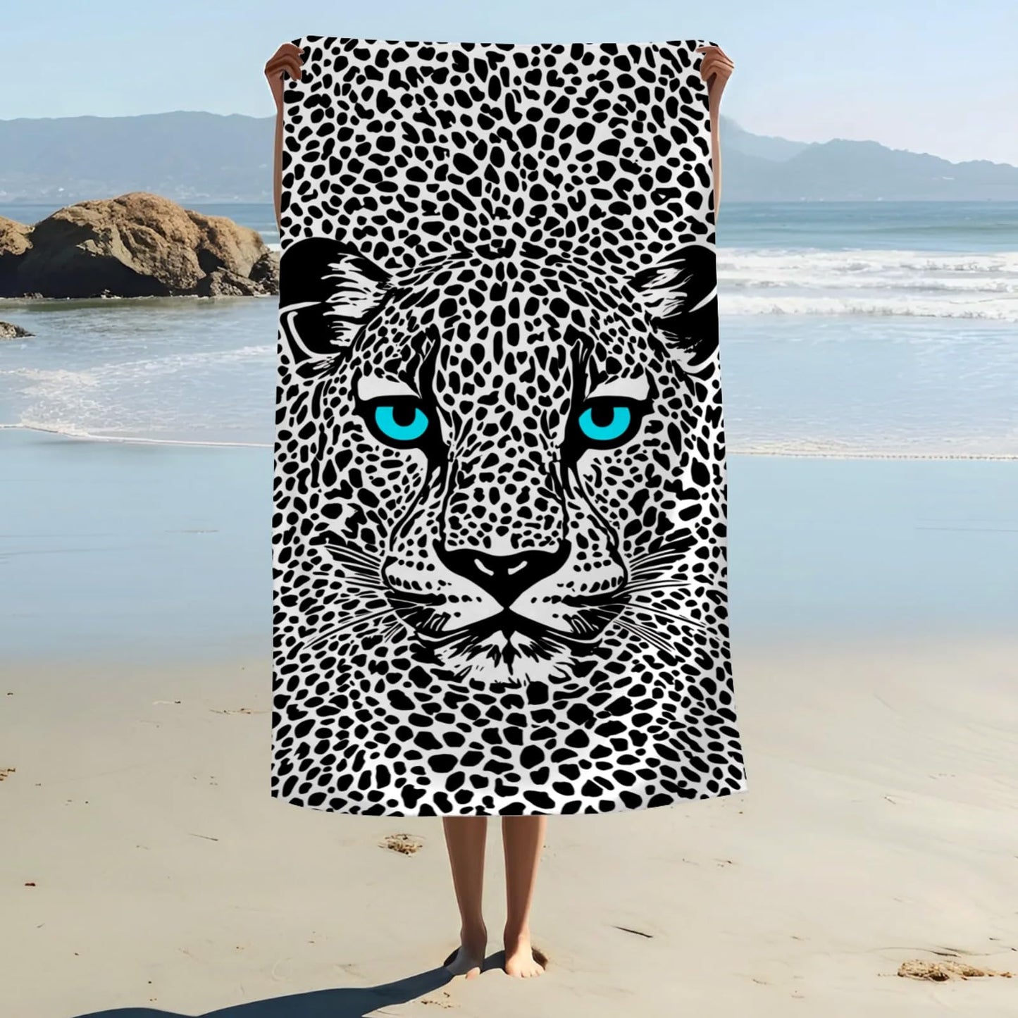 ZABAOBO Microfiber Leopard Beach Towel,Funny Cheetah Lightweight Beach Towels for Women Adults Girls,Funny Bath Towel Gifts for Pool Swim Surf 80X160