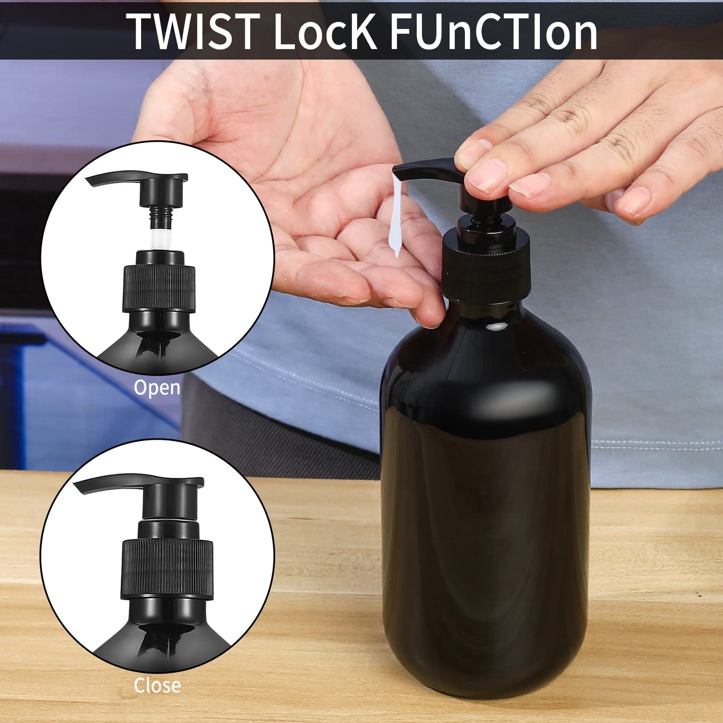 4 Pcs 500ml Soap Dispenser with Pump, Empty Refillable Pump Bottle Dispensers for Kitchen Bathroom Liquid Hand Dish Soap Dispenser Bottles Containers