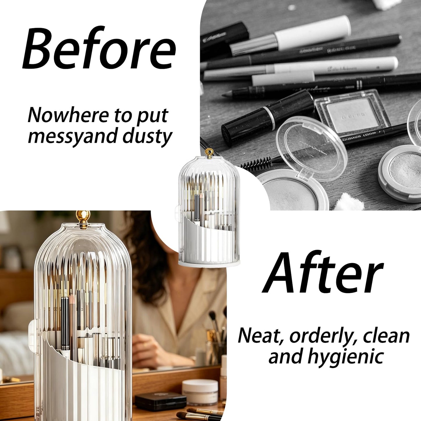 Rotating Toothbrush Holder with Cover, Dustproof Toothbrush Storage, Toothbrush Organiser for Travel and Home Use