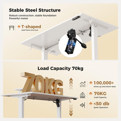 Agilestic Electric Standing Desk, Led & Plug, Movable Monitorstand, 120x60