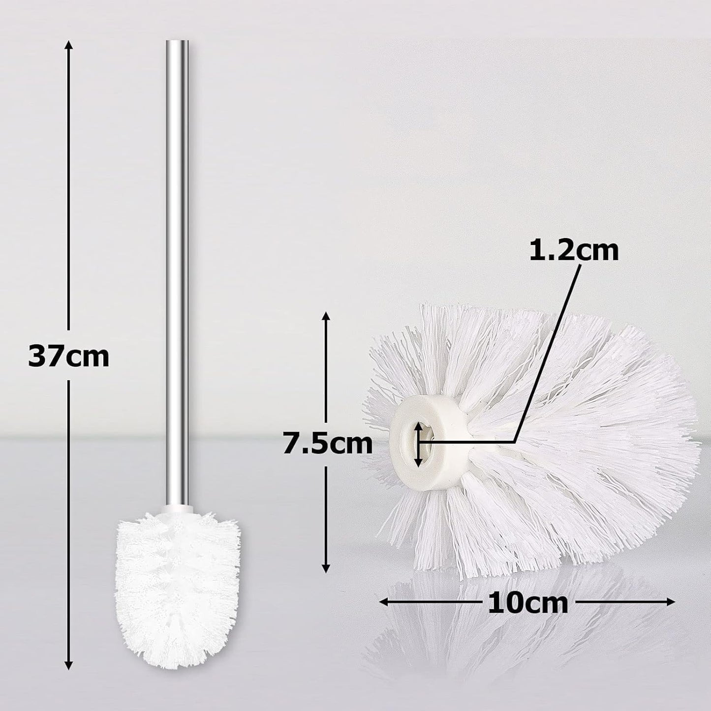 Topsky Toilet Brush 4-Pack, Stainless Steel Handle, Replaceable Heads