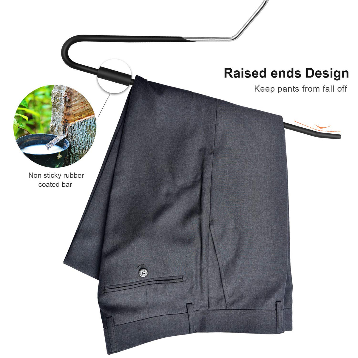 Trouser Hangers, 16 Pack Space Saving Open-Ended Metal Pants Hanger, Non Slip Trousers Slack Hangers Organizers for Pants Jeans Slacks Scarf Trousers