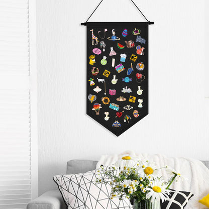 Kunyeah Wall Hanging Brooch Organizer Storage Case Colorful Canvas Pin Board Stand Enamel Pin Badge Hanging Holder Display Banner Earrings Collection