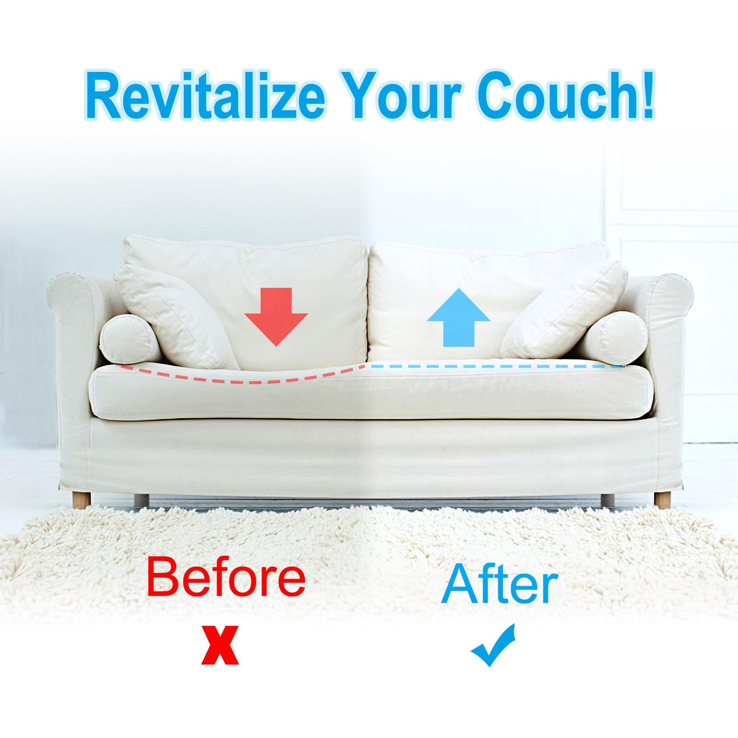 moonoom 20" x 20" Foam Cushion Couch Cushion Support - Living Room Sofa Sag Support