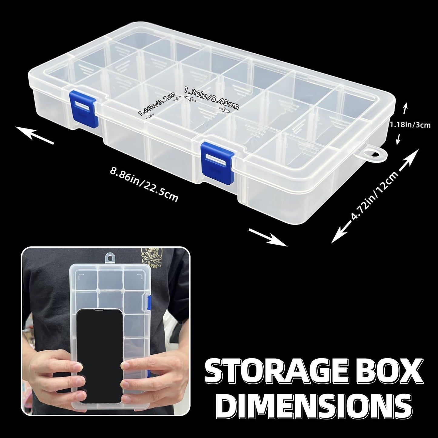 Craft Storage Boxes with Compartments,Qualsen Plastic Storage Boxes,Storage Box Organizer with Lids,Divider Jewellery Box for Beads Earring Tool Box