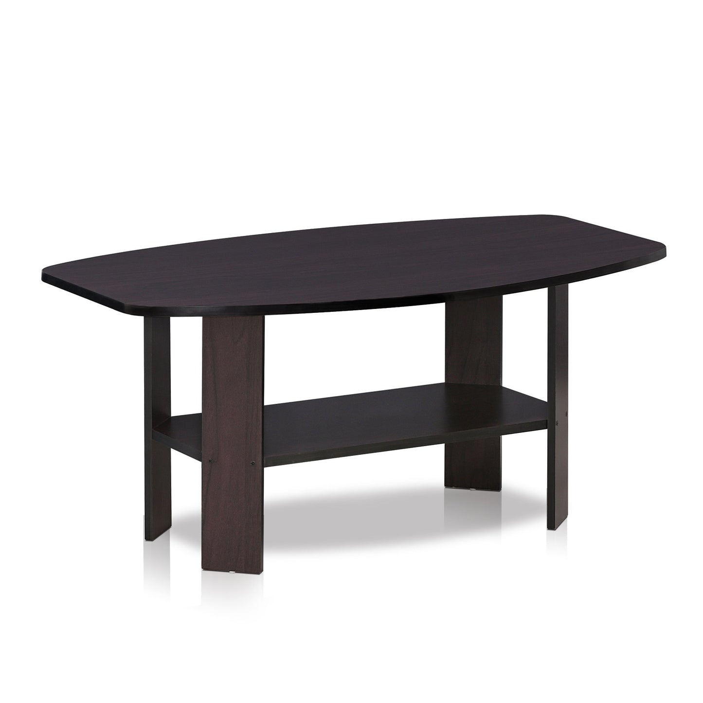 Furinno SIMPLE DESIGN Coffee Table, Small Coffee Table wih Open Shelf, Side Table, for Living Room, Home Office, Dark Walnut