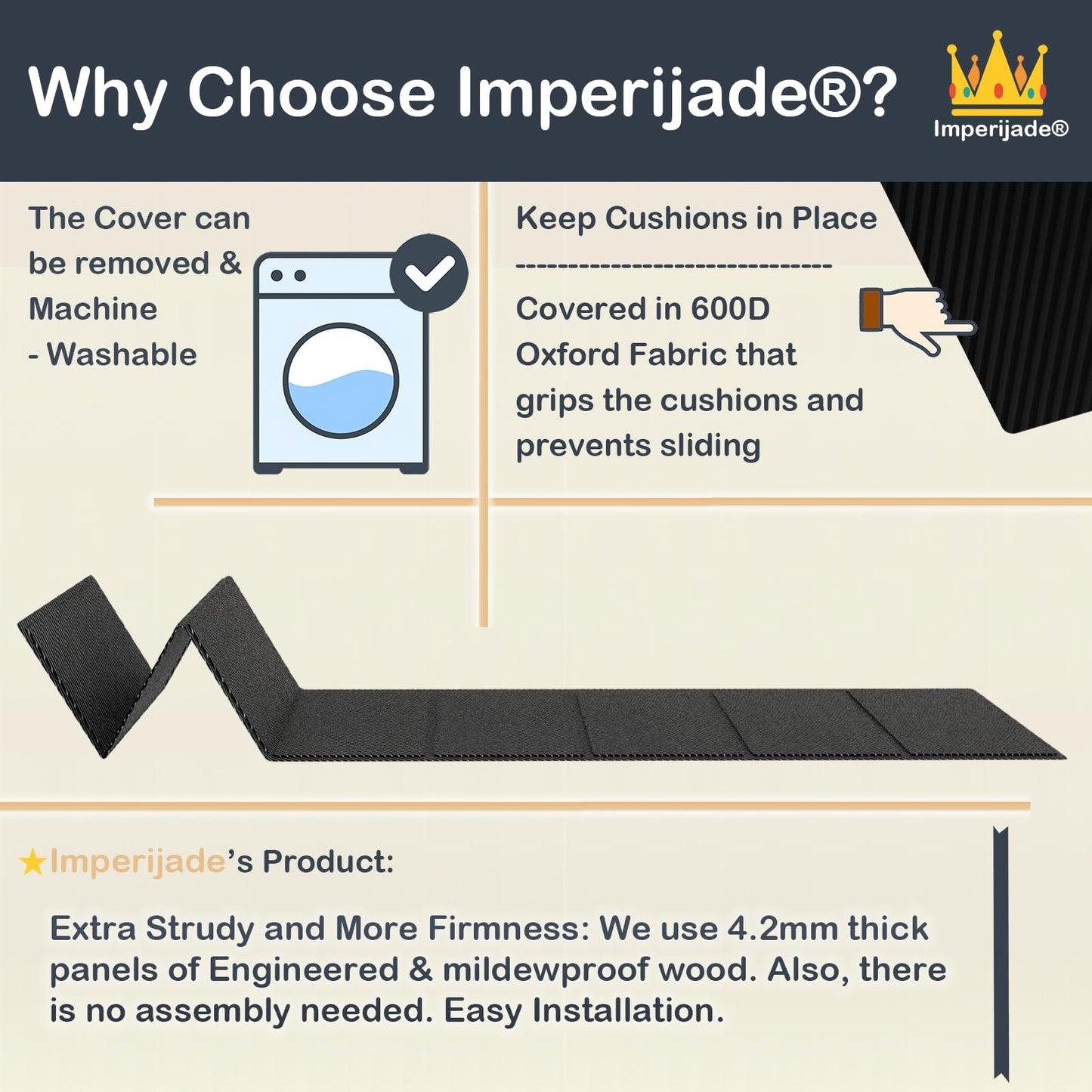 Imperijade® 𝗕𝗲𝘁𝘁𝗲𝗿 𝗦𝗶𝘇𝗲 Sofa Rejuvenator Board | Adjustable | Couch Sofa Cushion Support Board (198X52 cm)